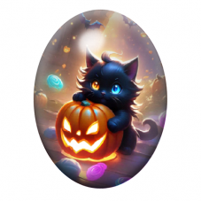 Cabochon en Verre Illustré Femme Gothique Citrouille Halloween 13x18, 18x25 ou 30x40mm  pour la Création de Bijoux Fantaisie - D