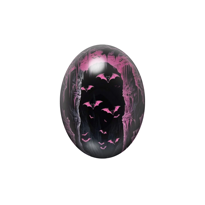 Cabochon en Verre Illustré Chauves-Souris Halloween 13x18, 18x25 ou 30x40mm