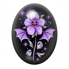 Cabochon en Verre Illustré Fleur Halloween 13x18, 18x25 ou 30x40mm  pour la Création de Bijoux Fantaisie - DIY