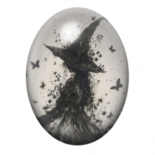 Cabochon en Verre Illustré Sorcière Halloween 13x18, 18x25 ou 30x40mm  pour la Création de Bijoux Fantaisie - DIY