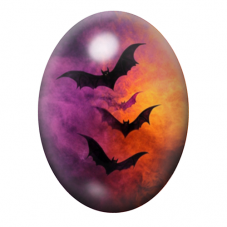 Cabochon en Verre Illustré Chauves-Souris Halloween 13x18, 18x25 ou 30x40mm  pour la Création de Bijoux Fantaisie - DIY