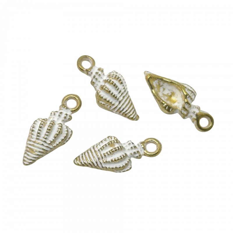 4 Breloque Coquillage Métal Doré 19x8mm
