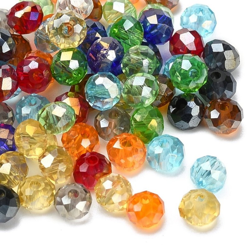 200 Perles à Facettes en Verre Multicolore 4mm
