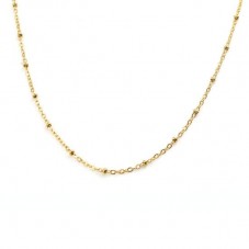 Collier Chaîne Fine Dorée 1,5mm avec Perles en Acier Inoxydable - 45cm Long