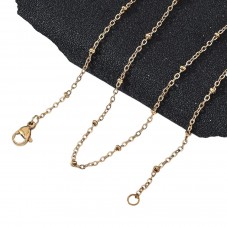 Collier Chaîne Fine Dorée 1,5mm avec Perles en Acier Inoxydable - 45cm Long