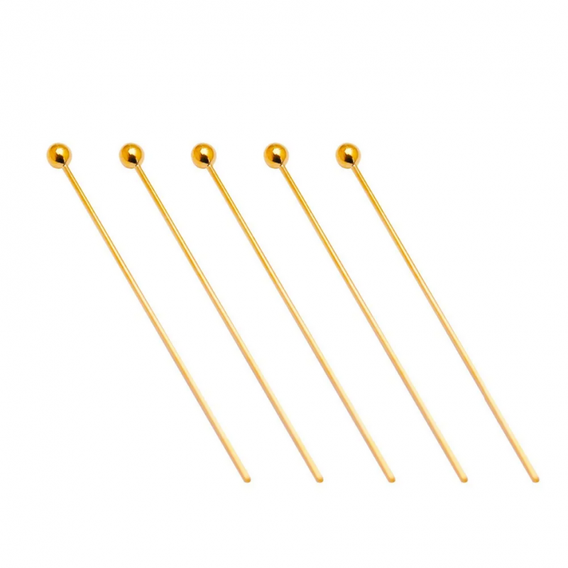 200 Clous Tiges à Boule en Acier Inoxydable Doré 4cm