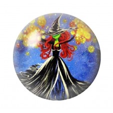 Cabochon en Verre Illustré Sorcière Halloween 12 à 25mm  pour la Création de Bijoux Fantaisie - DIY