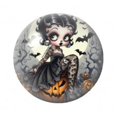 Cabochon en Verre Illustré Betty Boop Halloween 12 à 25mm  pour la Création de Bijoux Fantaisie - DIY