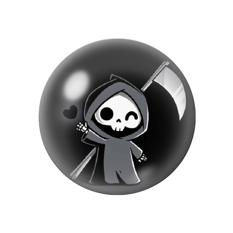 Cabochon en Verre Illustré Faucheuse Halloween 12 à 25mm