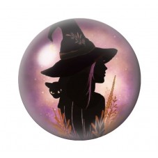 Cabochon en Verre Illustré Sorcière Halloween 12 à 25mm  pour la Création de Bijoux Fantaisie - DIY