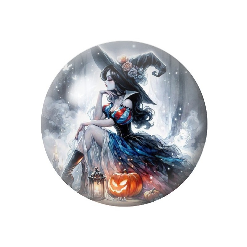 Cabochon en Verre Illustré Blanche-Neige Halloween 12 à 25mm