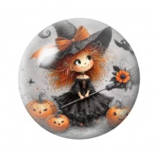 Cabochon en Verre Illustré Sorcière Halloween 12 à 25mm  pour la Création de Bijoux Fantaisie - DIY