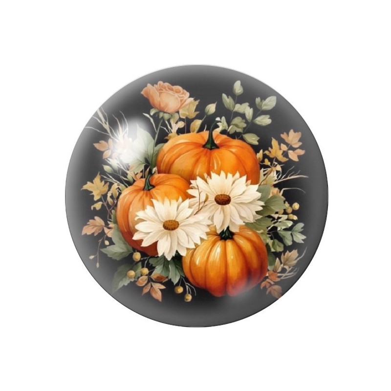 Cabochon en Verre Illustré Citrouilles Halloween 12 à 25mm
