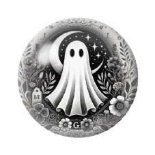 Cabochon en Verre Illustré Fantôme Halloween 12 à 25mm  pour la Création de Bijoux Fantaisie - DIY