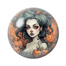 Cabochon en Verre Illustré Sorcière Halloween 12 à 25mm  pour la Création de Bijoux Fantaisie - DIY