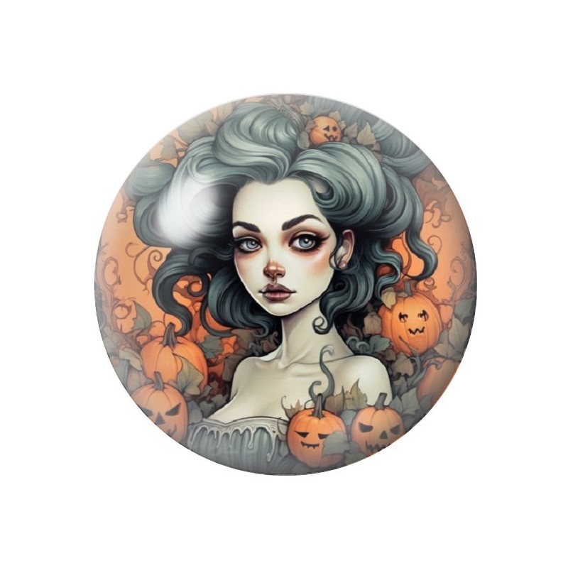 Cabochon en Verre Illustré Sorcière Halloween 12 à 25mm