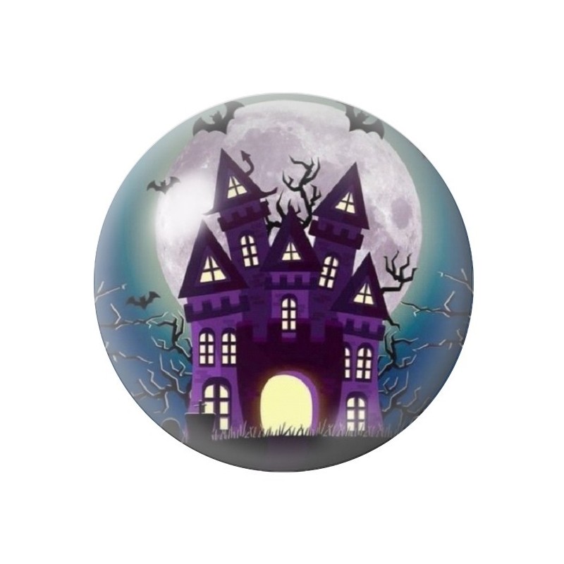 Cabochon en Verre Illustré Maison Hantée Halloween 12 à 25mm