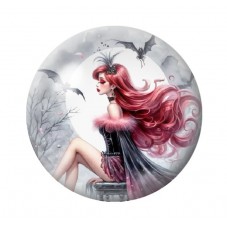 Cabochon en Verre Illustré Sorcière Halloween 12 à 25mm  pour la Création de Bijoux Fantaisie - DIY