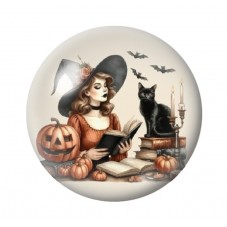 Cabochon en Verre Illustré Sorcière Halloween 12 à 25mm  pour la Création de Bijoux Fantaisie - DIY