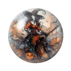 Cabochon en Verre Illustré Sorcière Halloween 12 à 25mm  pour la Création de Bijoux Fantaisie - DIY