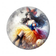 Cabochon en Verre Illustré Blanche-Neige Halloween 12 à 25mm  pour la Création de Bijoux Fantaisie - DIY