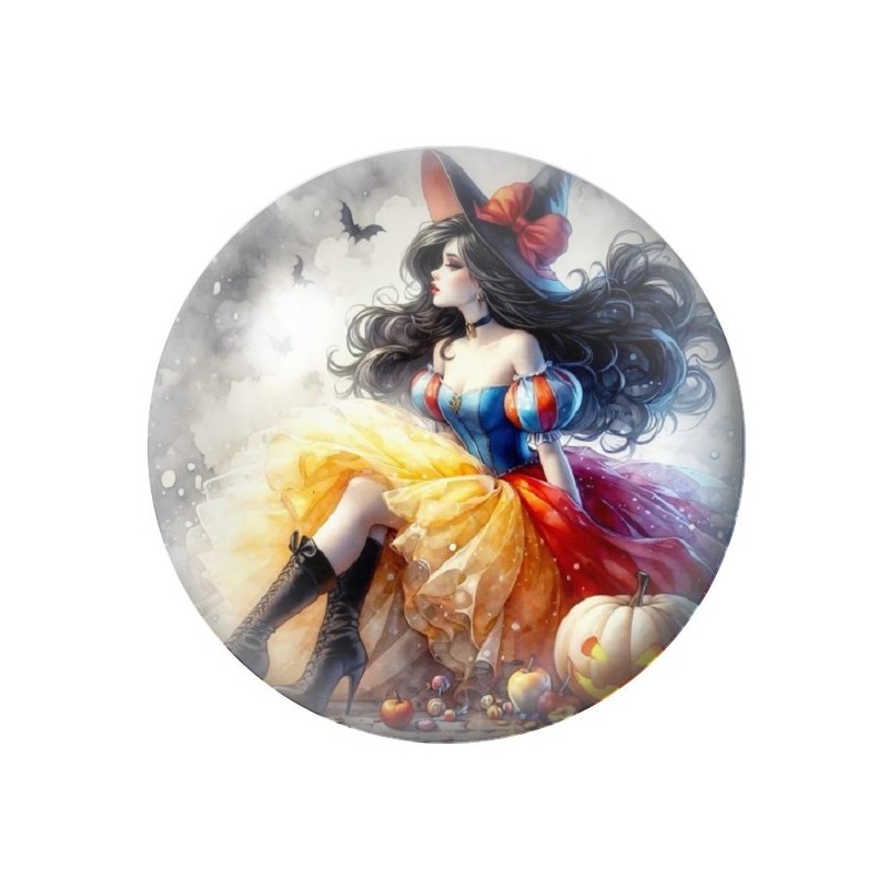 Cabochon en Verre Illustré Blanche-Neige Halloween 12 à 25mm