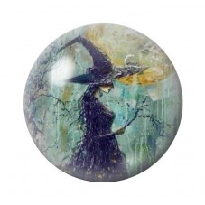 Cabochon en Verre Illustré Sorcière Halloween 12 à 25mm  pour la Création de Bijoux Fantaisie - DIY