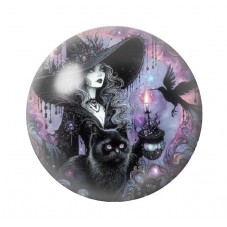 Cabochon en Verre Illustré Sorcière Halloween 12 à 25mm  pour la Création de Bijoux Fantaisie - DIY
