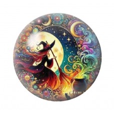 Cabochon en Verre Illustré Sorcière Halloween 12 à 25mm  pour la Création de Bijoux Fantaisie - DIY