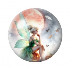 Cabochon en Verre Illustré Fée Halloween 12 à 25mm  pour la Création de Bijoux Fantaisie - DIY