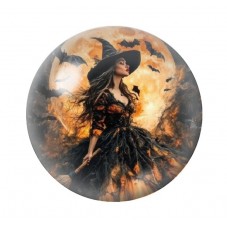 Cabochon en Verre Illustré Sorcière Halloween 12 à 25mm  pour la Création de Bijoux Fantaisie - DIY