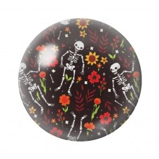 Cabochon en Verre Illustré Squelette Halloween 12 à 25mm  pour la Création de Bijoux Fantaisie - DIY
