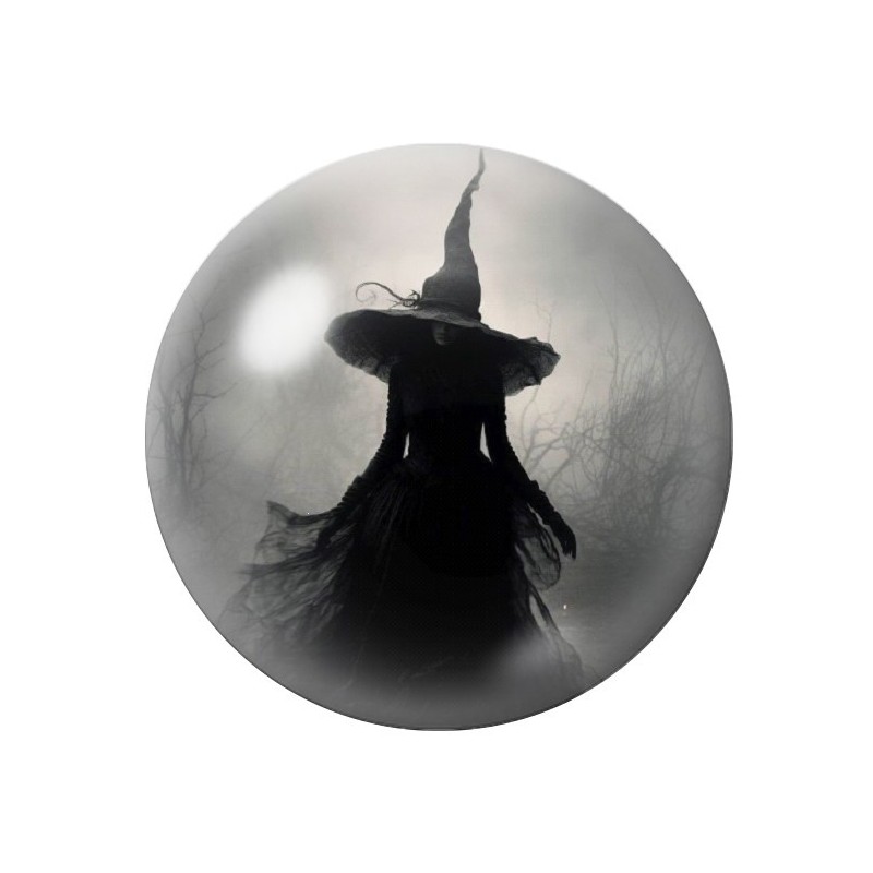 Cabochon en Verre Illustré Sorcière Halloween 12 à 25mm