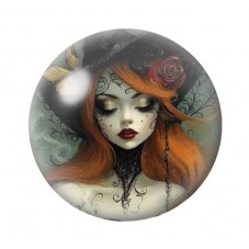 Cabochon en Verre Illustré Sorcière Halloween 12 à 25mm  pour la Création de Bijoux Fantaisie - DIY
