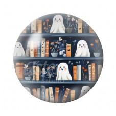 Cabochon en Verre Illustré Fantômes Bibliothèque Halloween 12 à 25mm  pour la Création de Bijoux Fantaisie - DIY