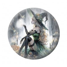 Cabochon en Verre Illustré Sorcière Halloween 12 à 25mm  pour la Création de Bijoux Fantaisie - DIY