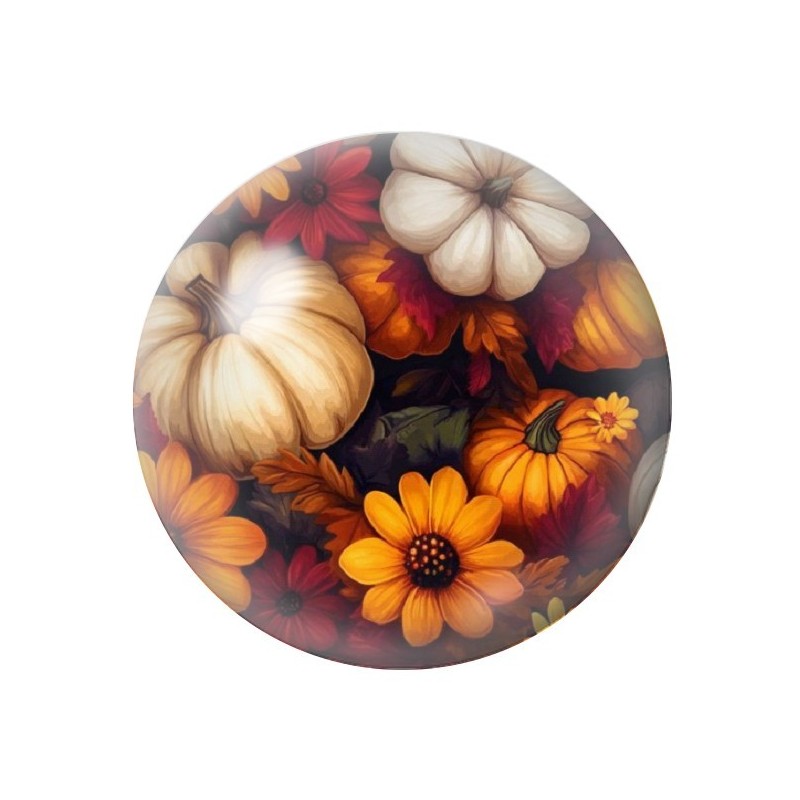 Cabochon en Verre Illustré Citrouilles Fleurs Halloween 12 à 25mm