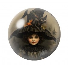 Cabochon en Verre Illustré Sorcière Halloween 12 à 25mm  pour la Création de Bijoux Fantaisie - DIY