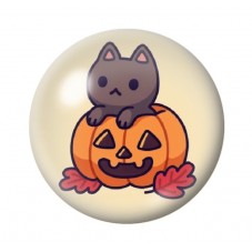 Cabochon en Verre Illustré Citrouille Chat Halloween 12 à 25mm  pour la Création de Bijoux Fantaisie - DIY