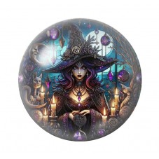 Cabochon en Verre Illustré Sorcière Halloween 12 à 25mm  pour la Création de Bijoux Fantaisie - DIY
