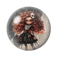 Cabochon en Verre Illustré Petite Fille Gothique Halloween 12 à 25mm  pour la Création de Bijoux Fantaisie - DIY