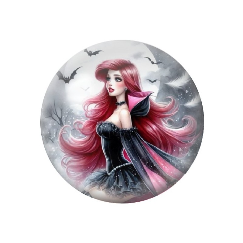 Cabochon en Verre Illustré La Petite Sirène Halloween 12 à 25mm
