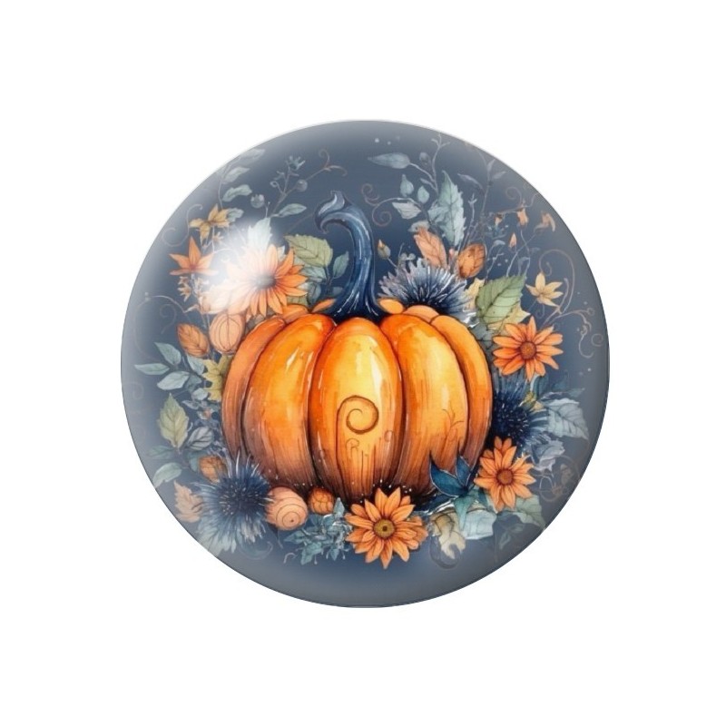 Cabochon en Verre Illustré Citrouille Halloween 12 à 25mm