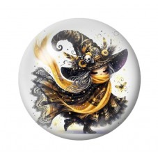 Cabochon en Verre Illustré Sorcière Halloween 12 à 25mm  pour la Création de Bijoux Fantaisie - DIY