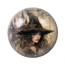 Cabochon en Verre Illustré Sorcière Halloween 12 à 25mm  pour la Création de Bijoux Fantaisie - DIY