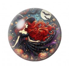 Cabochon en Verre Illustré Sorcière Halloween 12 à 25mm  pour la Création de Bijoux Fantaisie - DIY