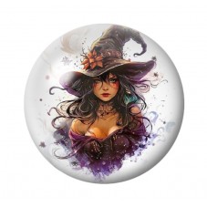 Cabochon en Verre Illustré Sorcière Halloween 12 à 25mm  pour la Création de Bijoux Fantaisie - DIY