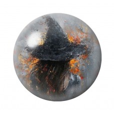 Cabochon en Verre Illustré Sorcière Halloween 12 à 25mm  pour la Création de Bijoux Fantaisie - DIY
