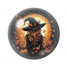 Cabochon en Verre Illustré Sorcière Halloween 12 à 25mm  pour la Création de Bijoux Fantaisie - DIY