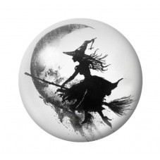Cabochon en Verre Illustré Sorcière Lune Halloween 12 à 25mm  pour la Création de Bijoux Fantaisie - DIY